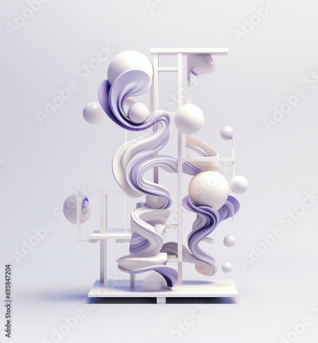 A captivating sculpture of white and purple shapes. Generative AI. © serg3d