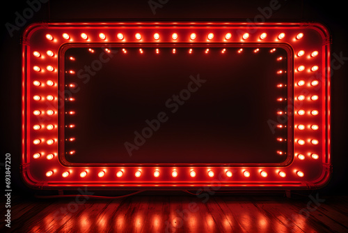 red light billboard frame  template  on dark background © Lin_Studio