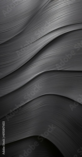 A sleek, modern abstract backdrop with fluid metallic waves transitioning from slate grey to silver, exuding serene movement. Generative AI.