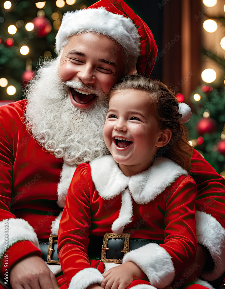 Santa Claus with a child, Christmas, Jolly, Holiday Santa Claus with a child, Christmas, Jolly, Holiday