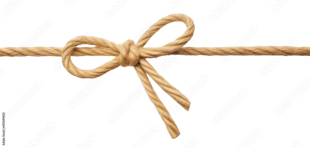 String with bow, mock-up for packaging and festive decor, cut out String with bow, mock-up for packaging and festive decor, cut out