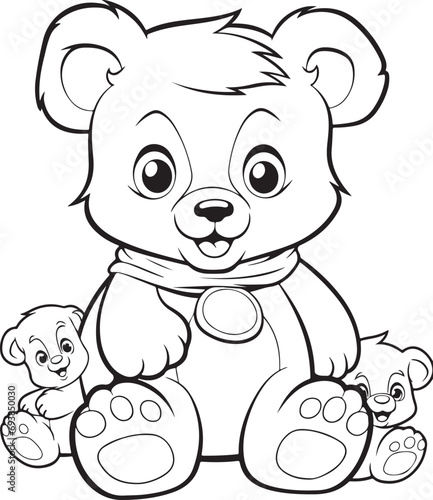 cute hand drawn bear coloring book illustration