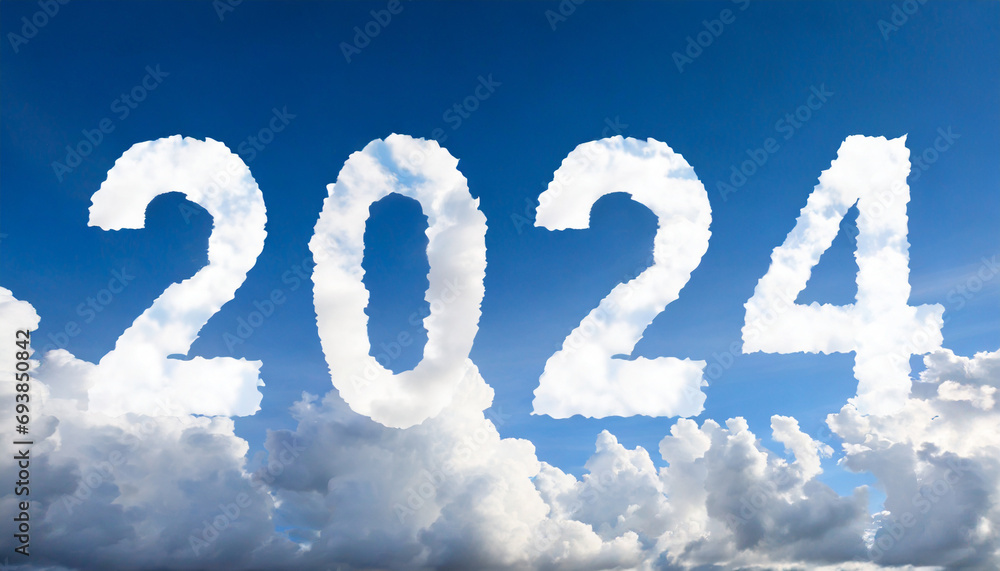 A sky full of clouds in the shape of 2024 - New Year A sky full of clouds in the shape of 2024 - New Year