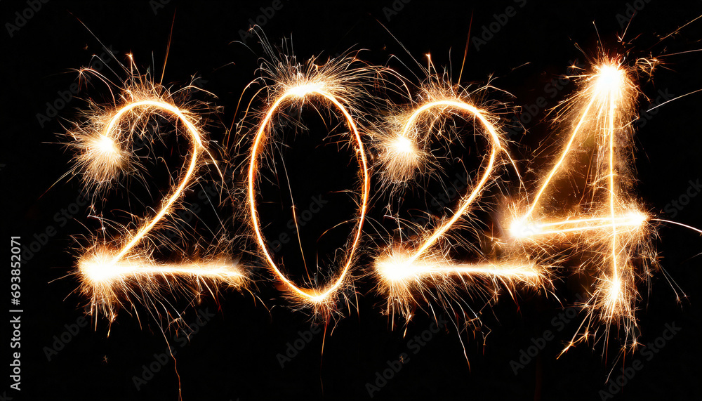 Number 2024 made in sparks - New Year Number 2024 made in sparks - New Year