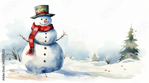 Snowman Illustration on White Background © Cybonad