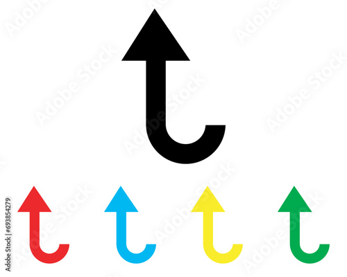 Directional arrow icon vector. Turn icon sign symbol in trendy flat style. Set elements in colored icons. Arrow up vector icon illustration isolated on white background
