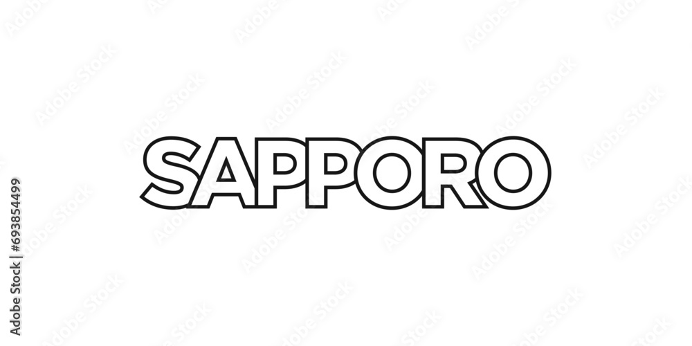 Sapporo in the Japan emblem. The design features a geometric style, vector illustration with bold typography in a modern font. The graphic slogan lettering. Sapporo in the Japan emblem. The design features a geometric style, vector illustration with bold typography in a modern font. The graphic slogan lettering.