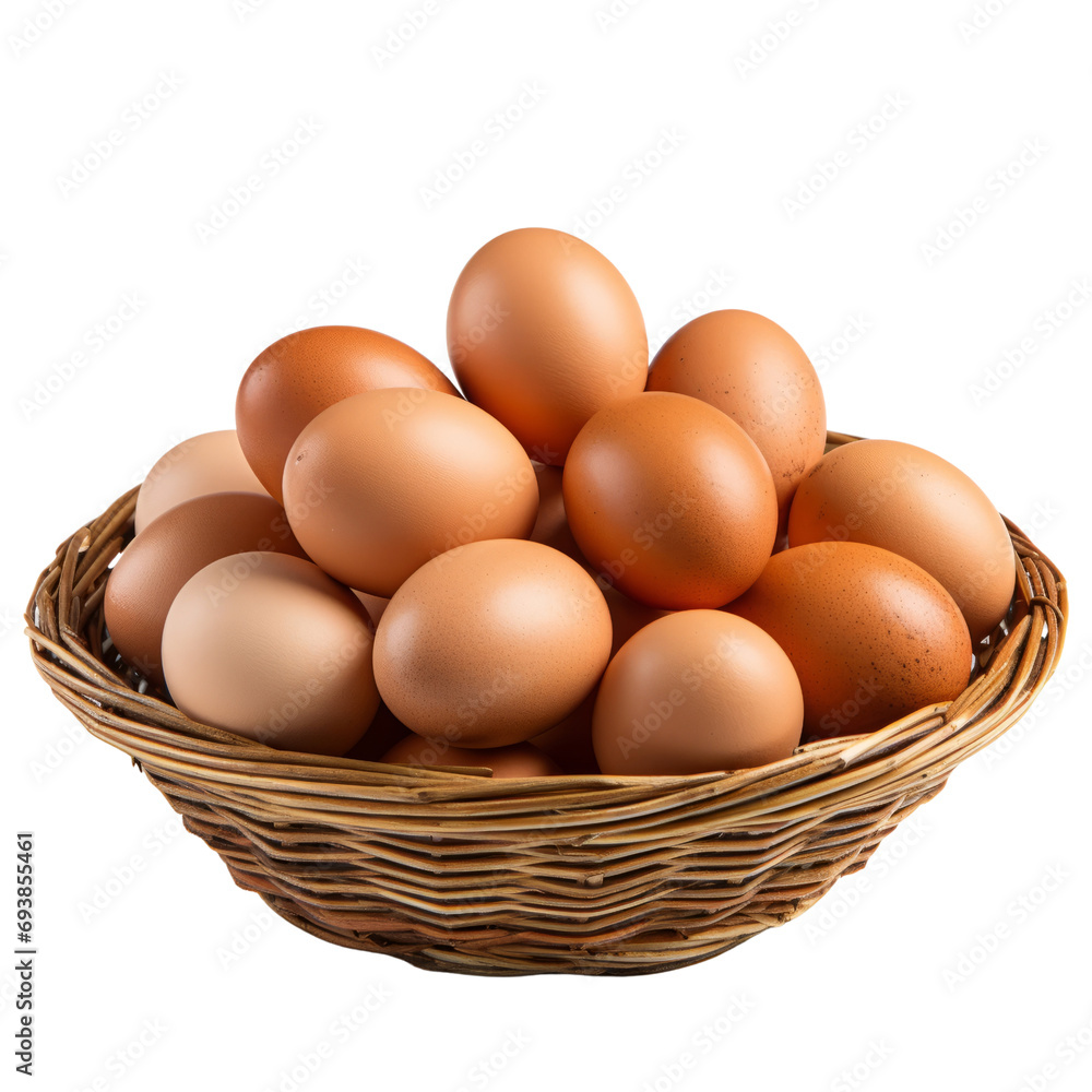 Eggs in basket, transparent background, Ai generated Eggs in basket, transparent background, Ai generated
