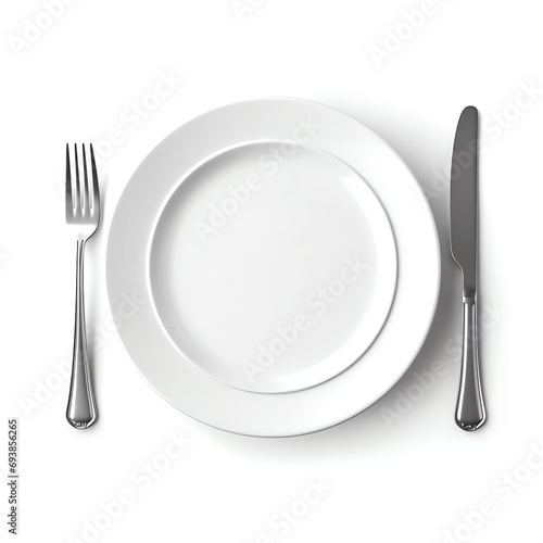 a plate with a fork and knife