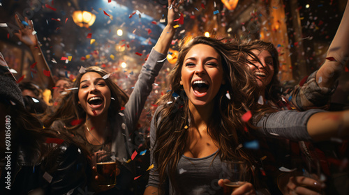A group of girls celebrating and enjoying joyfully. Generative AI