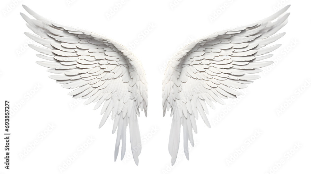 Obraz premium White Angel wings isolated on transparent background