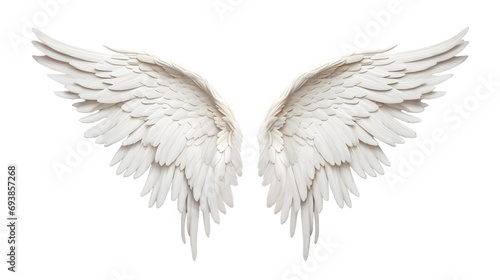 White Angel wings isolated on transparent background photo