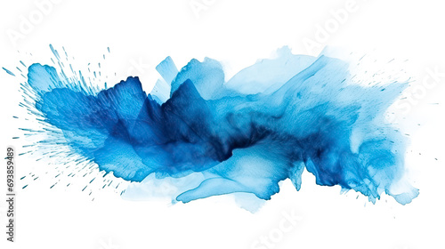 Vibrant Blue Watercolor Brush Strokes Isolated on Transparent Background photo