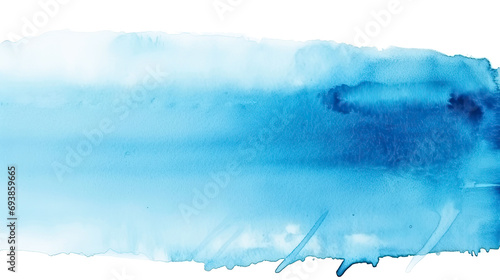 Blue paint brush strokes in watercolor isolated on a transparent background.