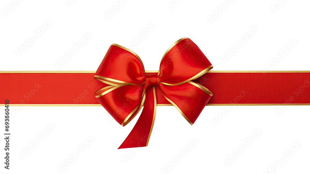 Red ribbon and bow with gold isolated on a transparent background. Red ribbon and bow with gold isolated on a transparent background.