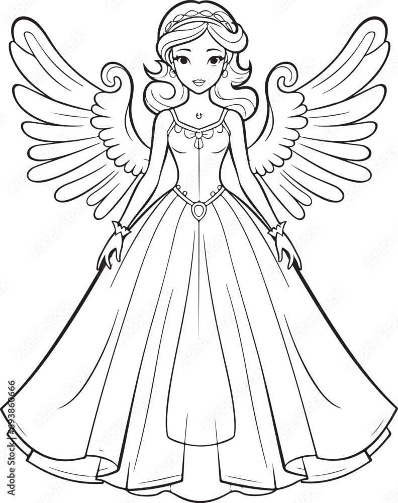 Fototapeta premium barbie fairies hand drawn coloring page isolated 