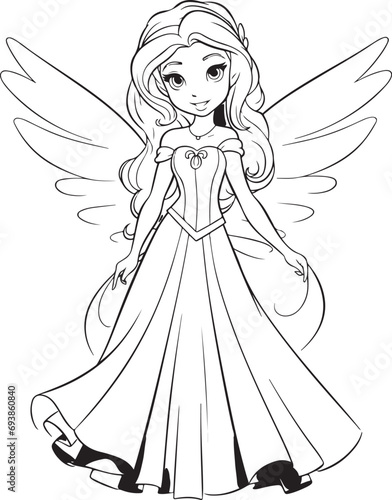 barbie fairies hand drawn coloring page isolated 
