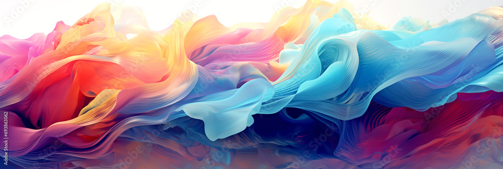 colorful abstract background with wavy lines, swirling bright colored lines, swirling fabric, multicolored swirls of paint.