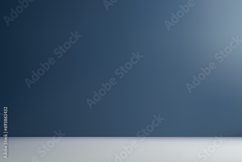 Empty studio background with dark blue wall.