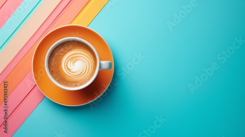a cup of coffee with a swirl in the foam photo