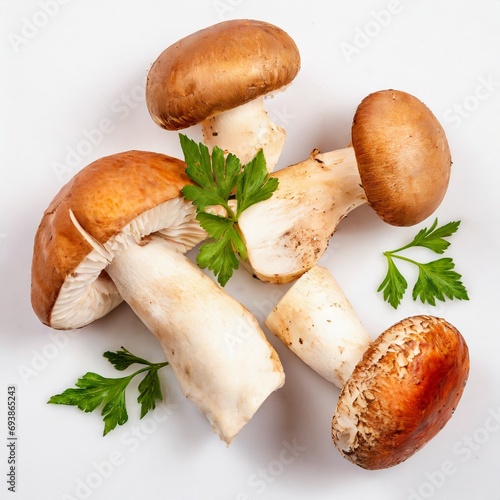 Mushrooms in isolated white background