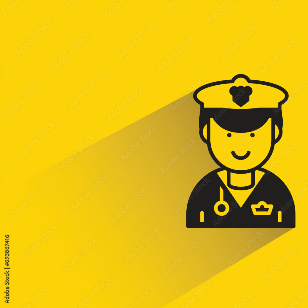 police with shadow on yellow background