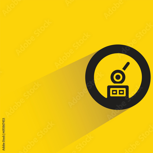 speedometer icon with shadow on yellow background