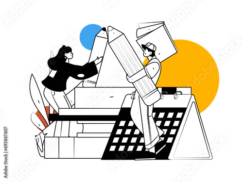 Education and learning people flat vector concept hand drawn illustration

