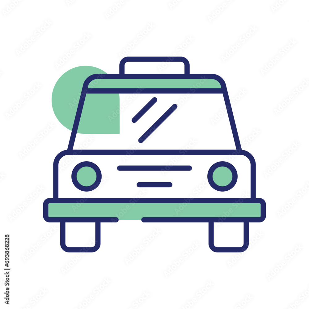 An icon of taxi in trendy style, local transport automobile An icon of taxi in trendy style, local transport automobile