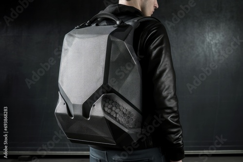 Design smart backpack. Modern innovative rucksack with trendy style. Generate ai