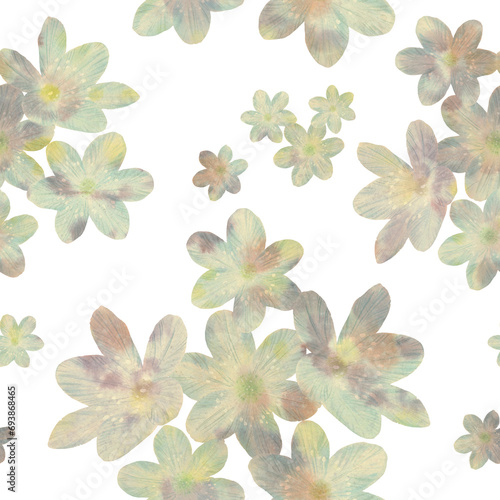 Seamless floral pattern. Delicate abstract watercolor flowers on a white background in digital processing  for textiles  packaging  wallpaper