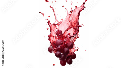 red wine splash isolated on white background. generative ai