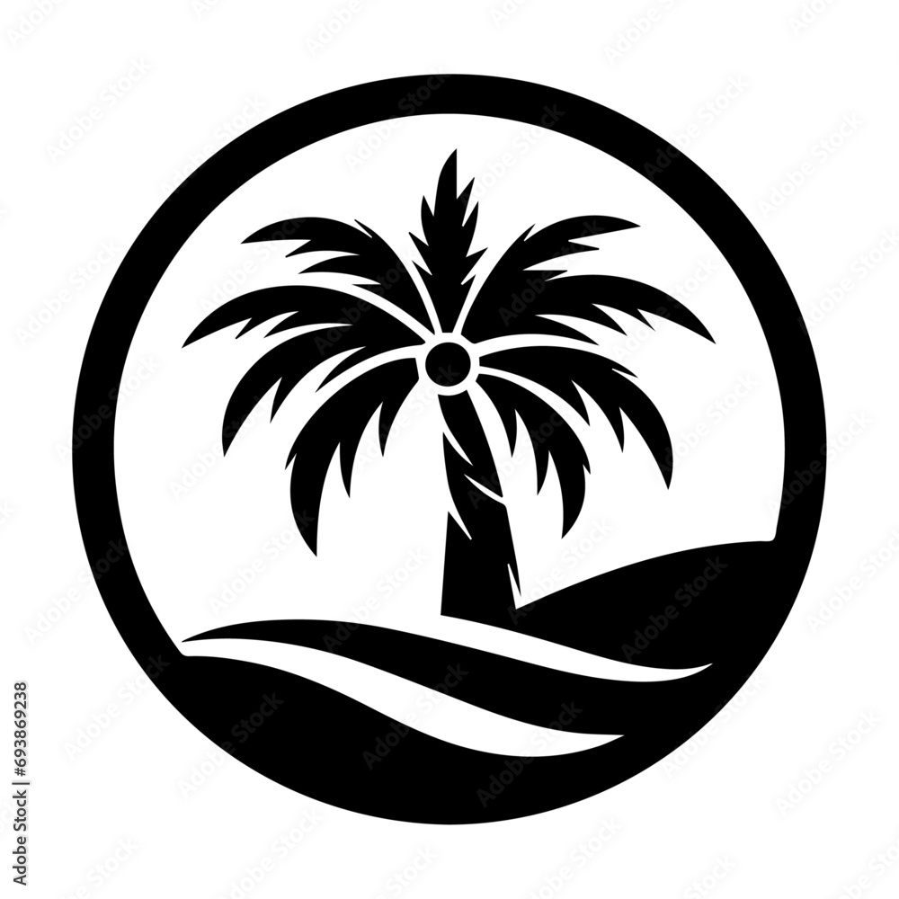 Palm Tree vector silhouette black color, Palm icon vector art illustration