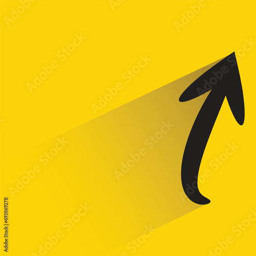 turn up arrow with shadow on yellow background