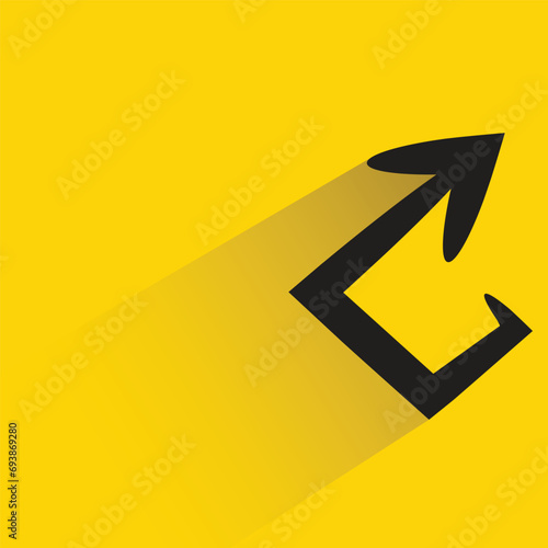 turn up arrow with shadow on yellow background