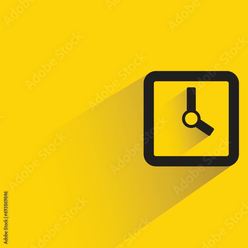 clock icon with shadow on yellow background