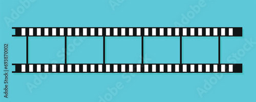 Movie film long strip, cinema or photograph camera long film strip, filmstrip roll frame vector illustration.