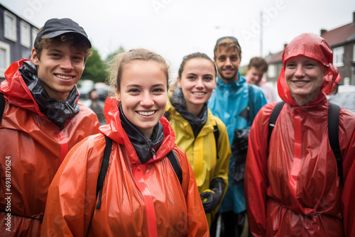 Portrait of a group of volunteers ready to clean up the city's public parks. Concept of climate change and environmental conservation