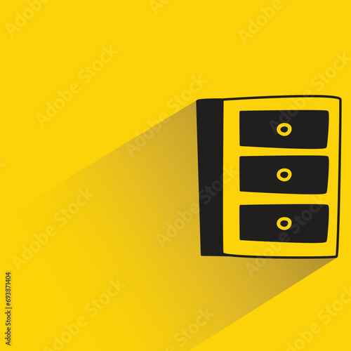 doodle cabinet with shadow on yellow background