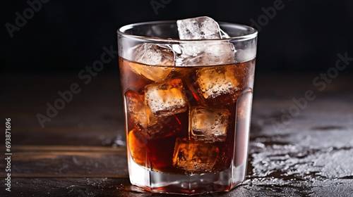 Glass of cola with ice cubes