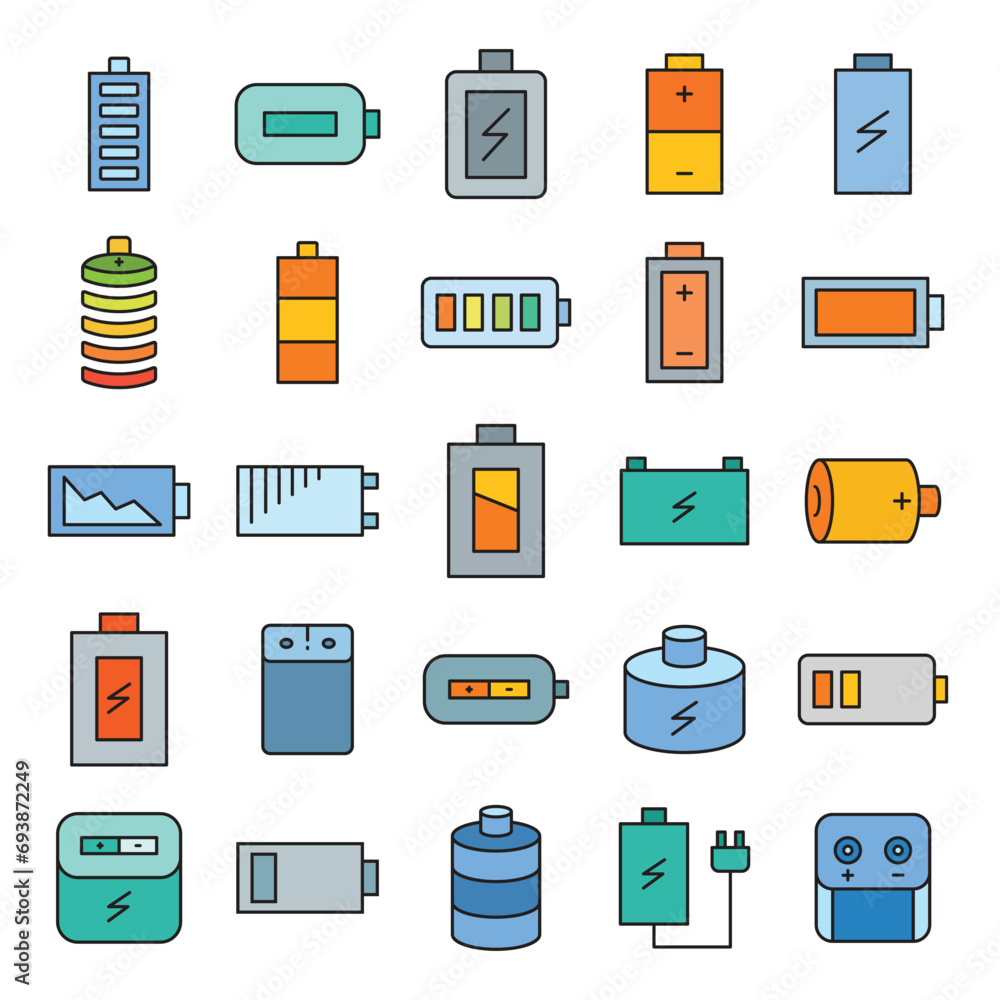 battery icons set vector illustration battery icons set vector illustration