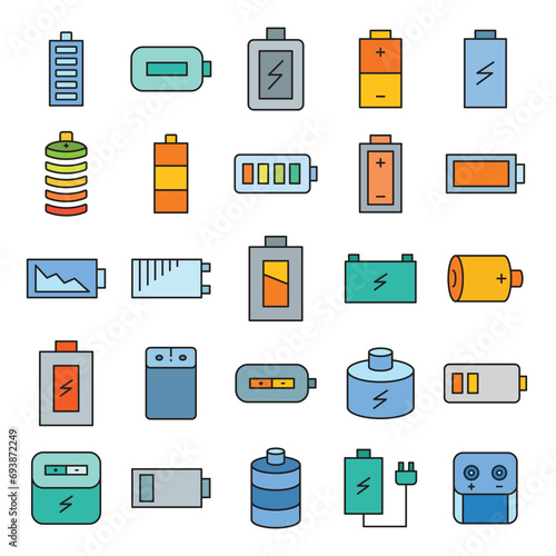 battery icons set vector illustration