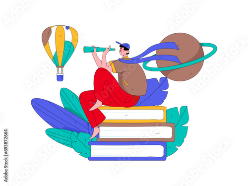 Education and learning people flat vector concept hand drawn illustration
