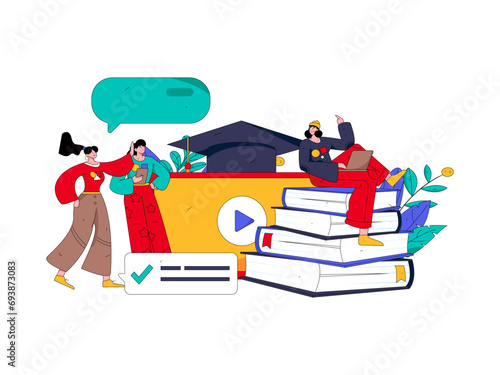 Education and learning people flat vector concept hand drawn illustration
