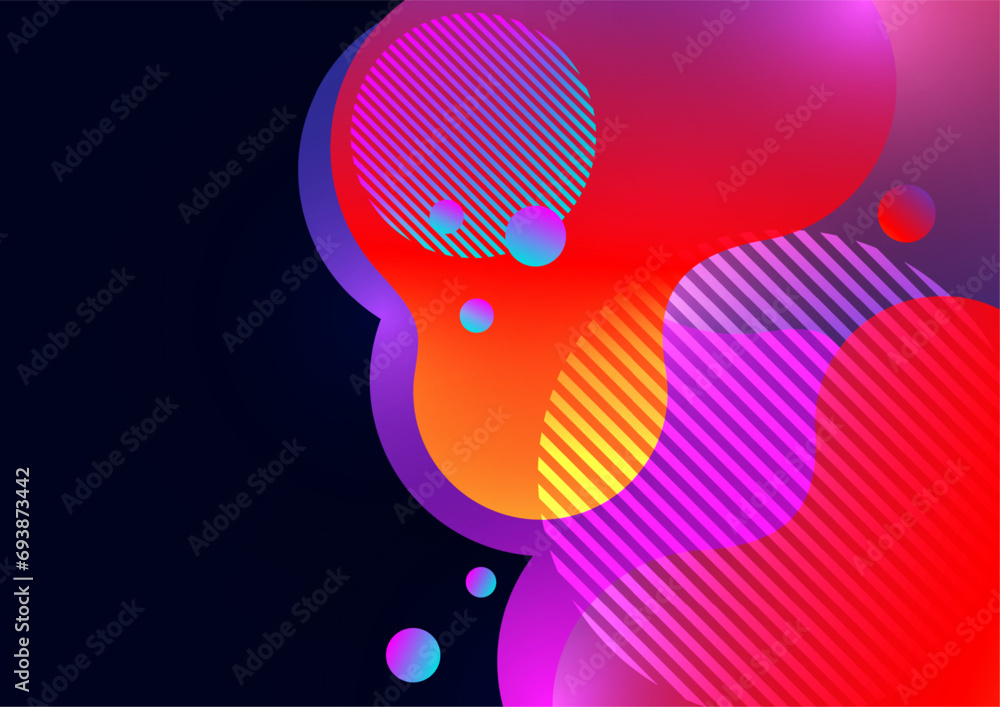 Creative abstract bright background. Smooth liquid, stripes and dots on a white background. Template for prints, posters, flyers. Vector illustration.