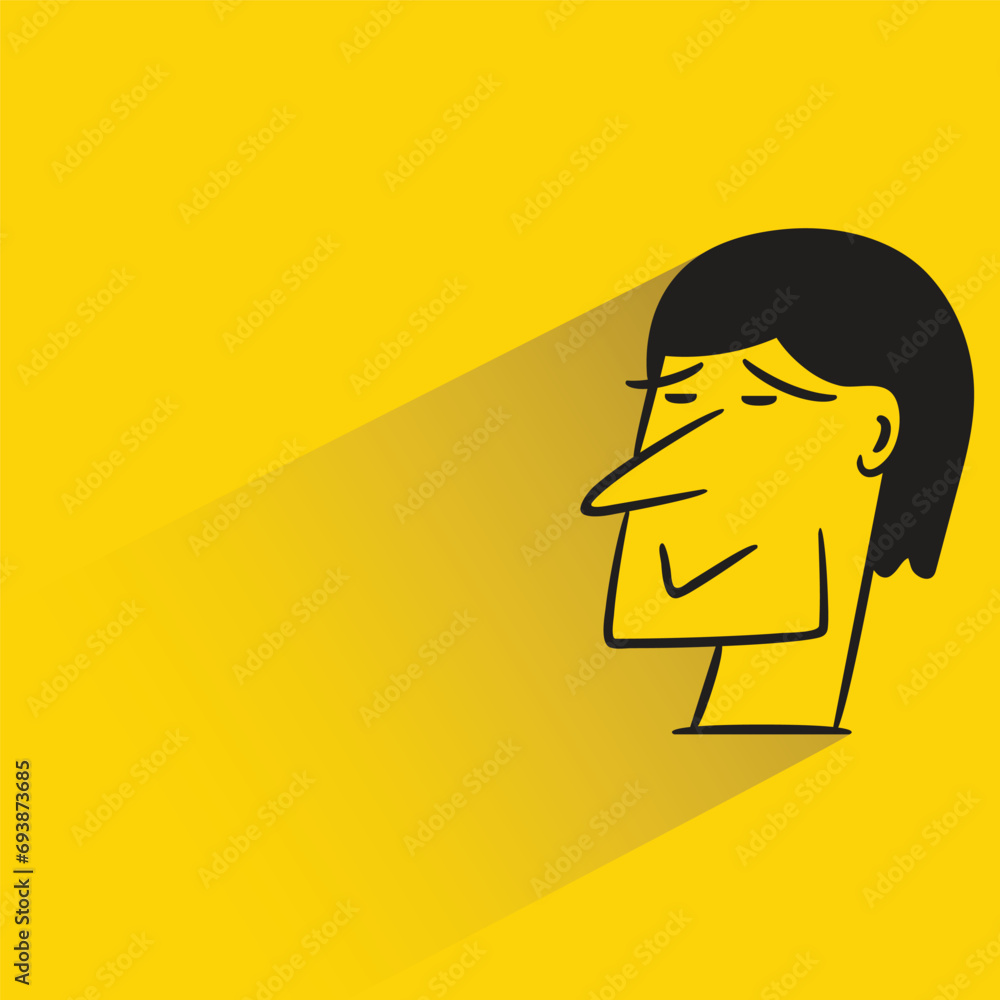 sad man with shadow on yellow background sad man with shadow on yellow background