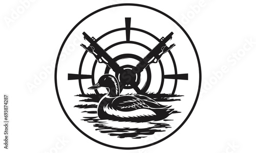 duck hunting vector silhouette illustration design photo