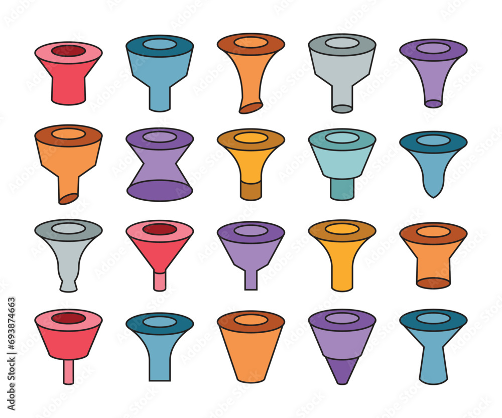 funnel tool icons set vector illustration funnel tool icons set vector illustration