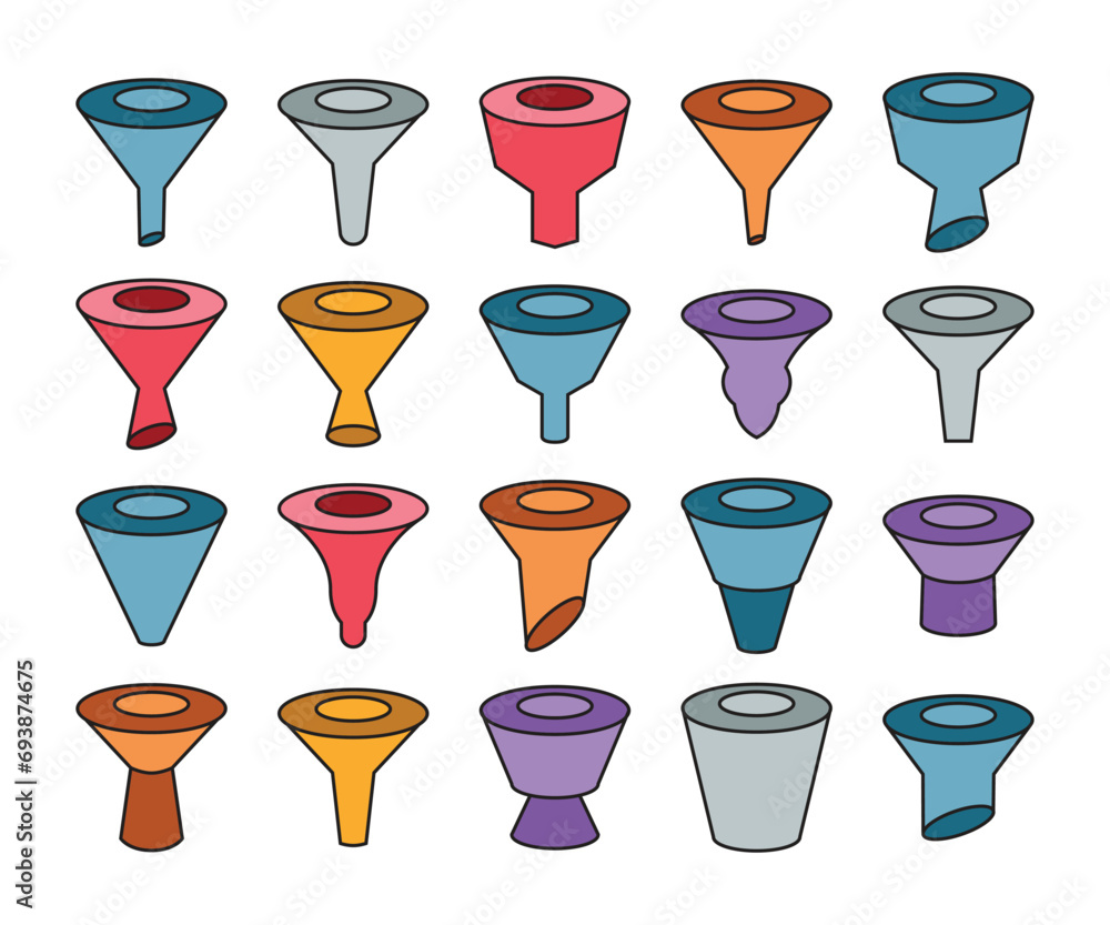 funnel equipment icons set vector illustration funnel equipment icons set vector illustration