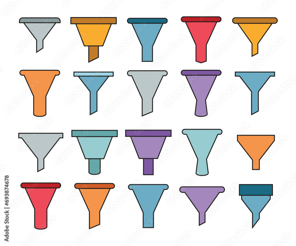 funnel tool icons set vector illustration funnel tool icons set vector illustration